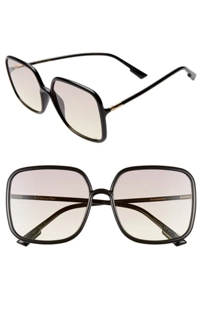 Shop Dior Stellair 59mm Square Sunglasses In Black/ Pink