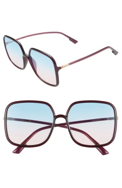 Shop Dior Stellair 59mm Square Sunglasses In Violet/ Pink Gradient