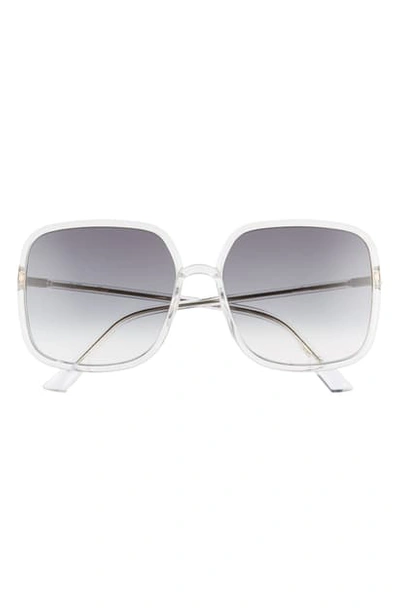 Shop Dior Stellair 59mm Square Sunglasses In Crystal/ Grey Gradient