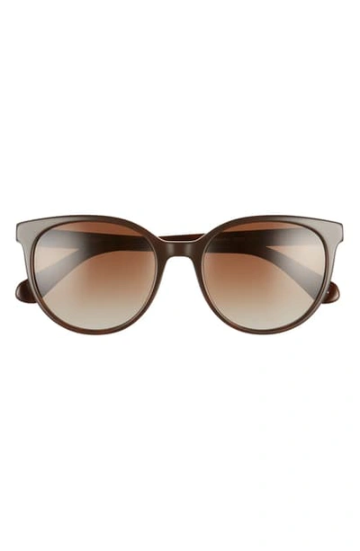 Shop Kate Spade Melanies 52mm Polarized Round Sunglasses In Brown Havana/ Brown