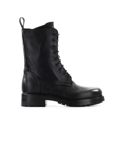Shop Elena Iachi Black Leather Lace Up Boot In Nero