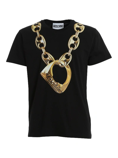Shop Moschino Ring Print Cotton T-shirt In Black