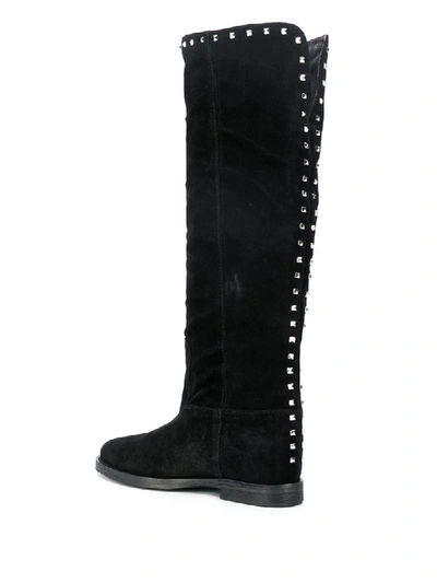 Shop Via Roma 15 Studded Knee-high Boots In Black