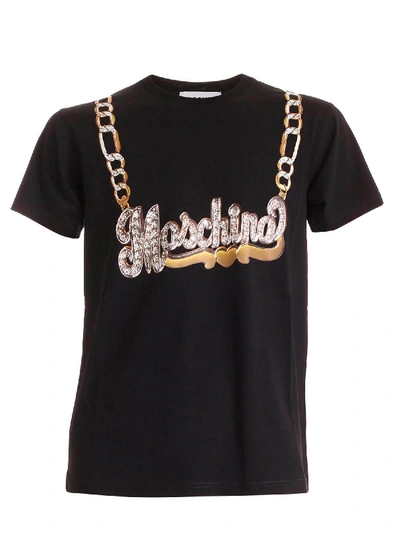 Shop Moschino Necklace T-shirt In Black