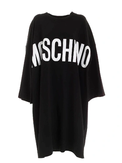 Shop Moschino Logo Maxi Dress In Black
