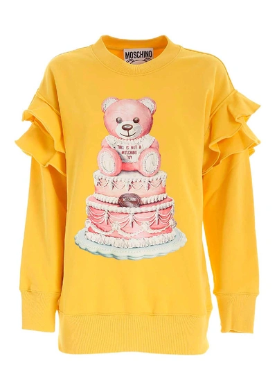 Shop Moschino Cake Teddy Bear Sweatshirt In Yellow