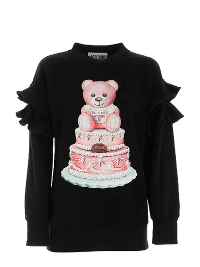 Shop Moschino Cake Teddy Bear Sweatshirt In Black