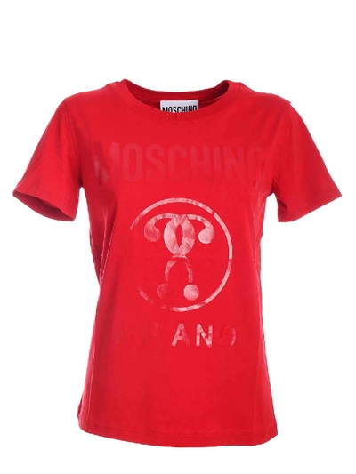 Shop Moschino Double Question Mark T-shirt In Red