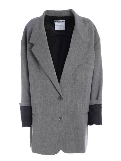 Shop Moschino Maxi Lapels Oversize Jacket In Grey