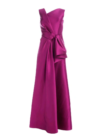 Shop Alberta Ferretti Long Fuchsia Dress Featuring Front Bow