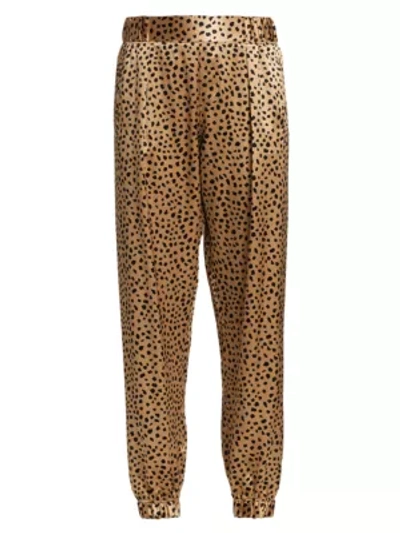 Shop Atm Anthony Thomas Melillo Cheetah Print Silk Pants In Camel Black