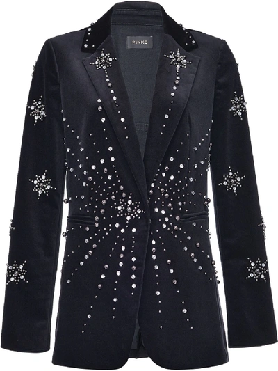 Shop Pinko Crystal-embellished Blazer In Black