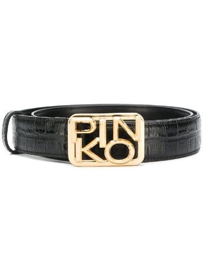 Shop Pinko Logo-buckle Belt In Black