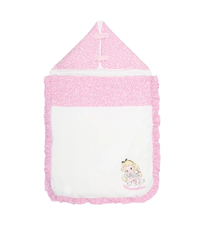Shop Monnalisa X Disney Baby Cotton-jersey Bunting Bag In Pink
