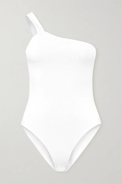 Shop Gauge81 Rochelle One-shoulder Ribbed Stretch-jersey Bodysuit In White