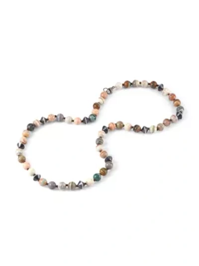 Shop Sylva & Cie Women's Beads Sterling Silver & Saturn Chalcedony Necklace In Yellow Gold