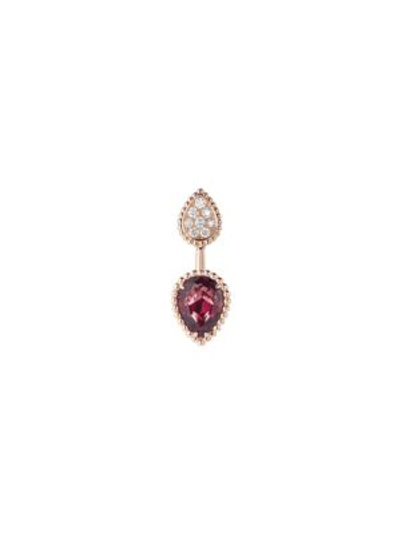 Shop Boucheron Women's Serpent Bohème 18k Rose Gold, Diamond & Garnet Single Stud Earring