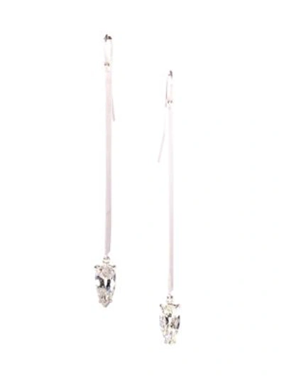 Shop Sylva & Cie Stick 18k White Gold & Diamond Linear Drop Earrings