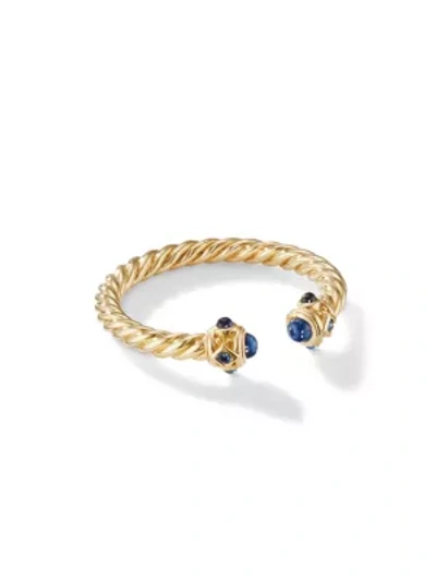 Shop David Yurman Renaissance Open Ring In 18k Gold With Gemstones In Silver