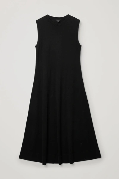 Shop Cos Knitted A-line Merino Wool Dress In Black