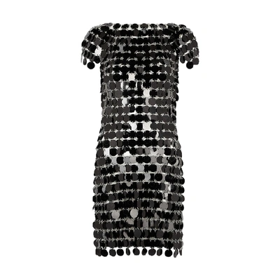Shop Rabanne Black Paillette Chainmail Mini Dress