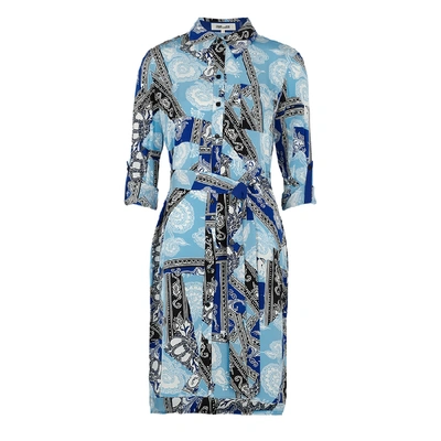 Shop Diane Von Furstenberg Prita Printed Silk Crepe De Chine Shirt Dress In Blue