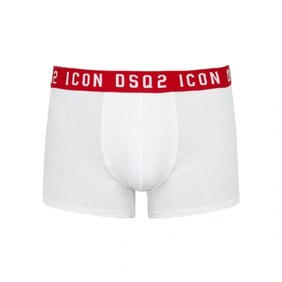 Shop Dsquared2 Icon White Stretch-cotton Boxer Briefs In White And Red