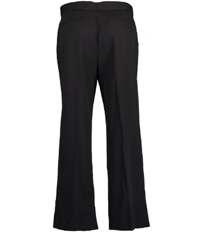 Shop Versace Black Wool Gold Pin Cropped Flared Trouser