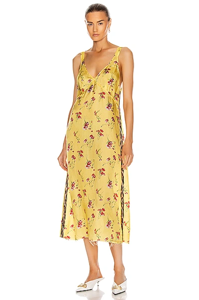 Shop R13 Long Slip With Side Stripe In Yellow Floral