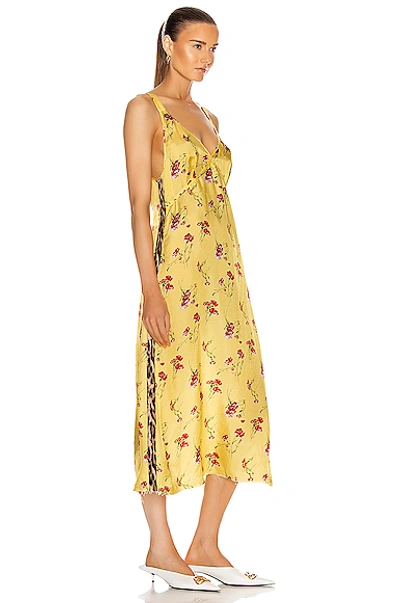 Shop R13 Long Slip With Side Stripe In Yellow Floral