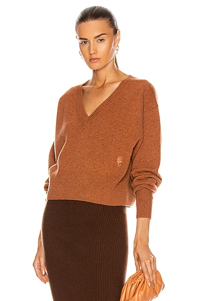 Shop Chloé Cashmere Crop Sweater In Rusted Brown