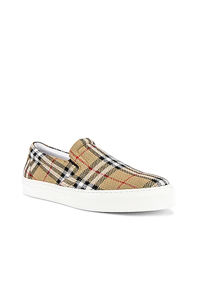 Shop Burberry Thompson M Check Slip On Sneaker In Archive Beige