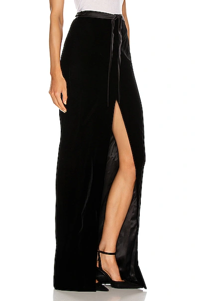 Shop Saint Laurent Velvet Skirt In Noir