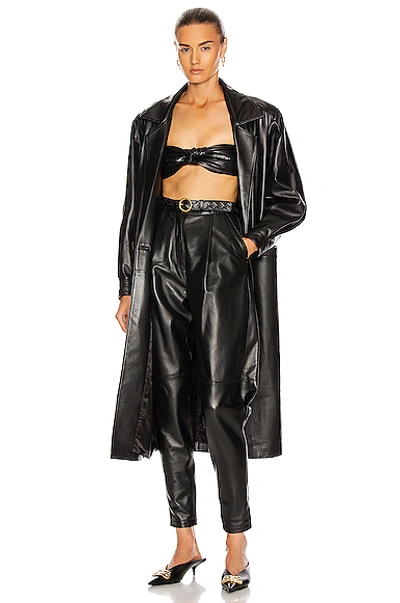 Shop Alessandra Rich Oversized Leather Coat In Black