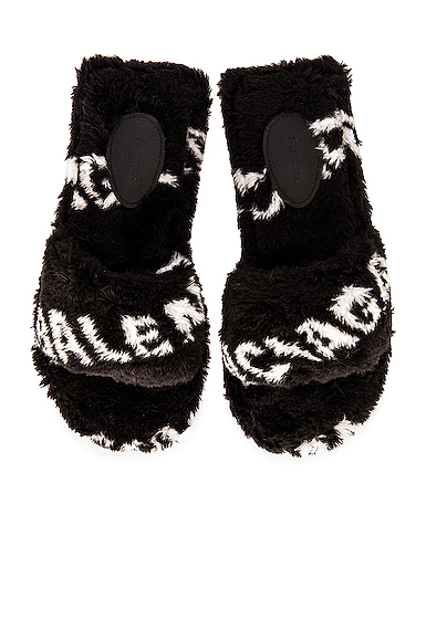 balenciaga fluffy faux fur slides