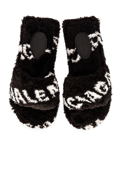 Shop Balenciaga Fluffy Sandals In Black & White