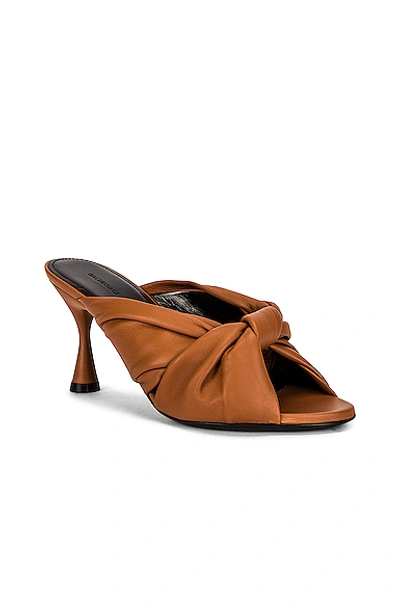 Shop Balenciaga Drapy Sandals In Cognac