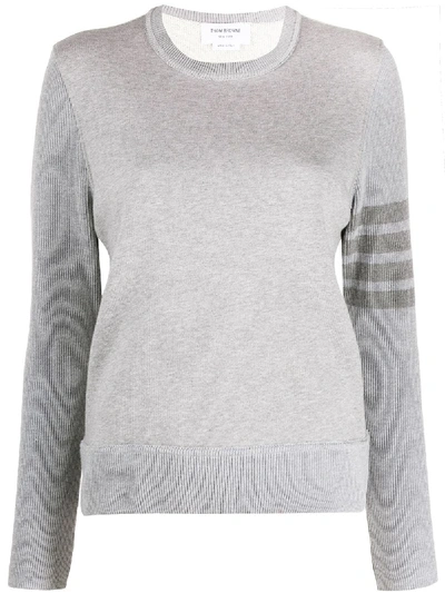 Shop Thom Browne Tonal 4-bar Loopback Sweatshirt In Grey