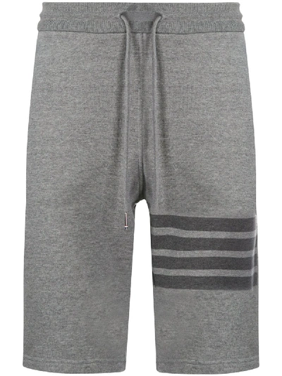 Thom Browne Medium Grey Cotton Loopback Tonal 4-bar Sweat Shorts In Grey