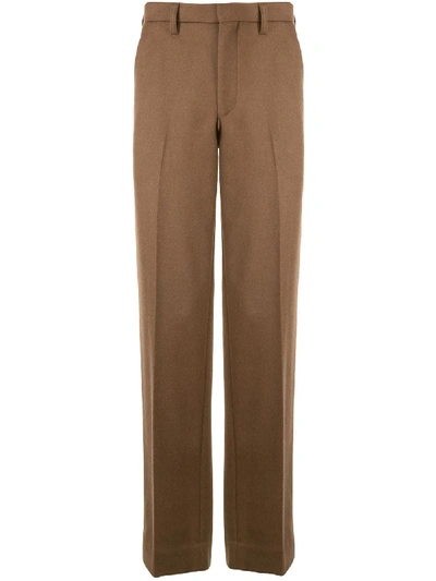 Shop Kolor Fine Knit Pleated Detail Trousers In Brown