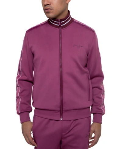 Shop Sean John Logo Taping Neoprene Men's Track Jacket In Violet Quartz