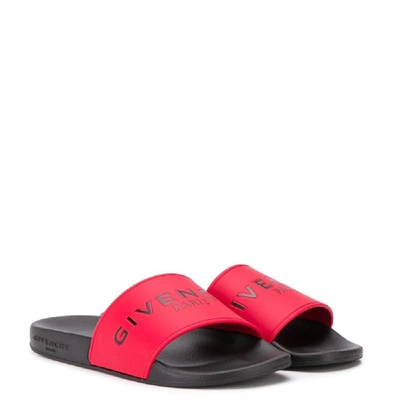 Shop Givenchy Black/red Sliders