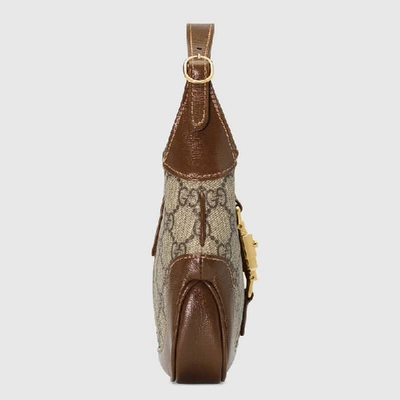 Gucci Jackie 1961 Small Webbing-trimmed Coated-canvas And Leather Shoulder Bag In Brown