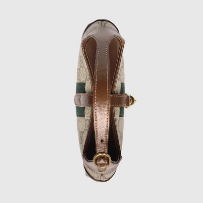 Gucci Jackie 1961 Small Webbing-trimmed Coated-canvas And Leather Shoulder Bag In Brown