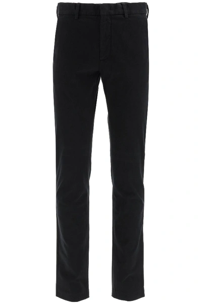 Shop Z Zegna Slim Fit Chino Trousers In Black