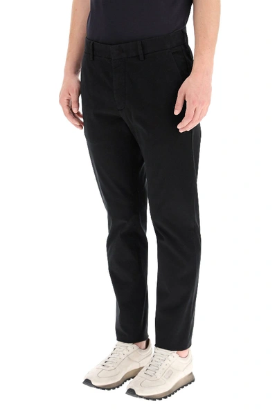 Shop Z Zegna Slim Fit Chino Trousers In Black