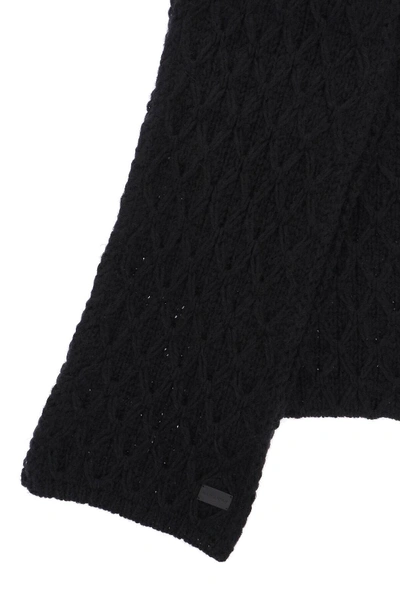 Shop Saint Laurent Losange Relief Knit Scarf In Black