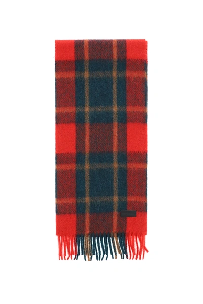 Shop Saint Laurent Carreaux Shetland Wool Scarf In Red,green,brown