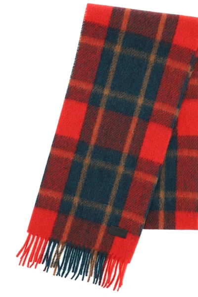 Shop Saint Laurent Carreaux Shetland Wool Scarf In Red,green,brown