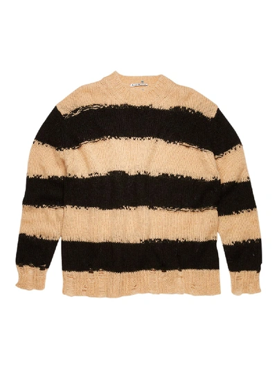Shop Acne Studios Striped Knit Sweater, Black And Warm White